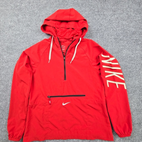 Nike Dri-Fit Half Zip Front Pocket Hoodie Windbreaker Jacket Women's Small- Red - Picture 10 of 12